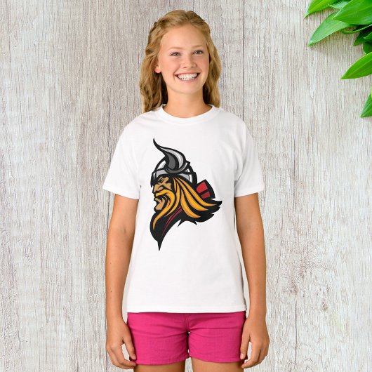 激しいバイキングの戦士の頭のノーズヘルメットと髭 Tシャツ