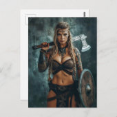 激しいバイキング戦士の女性 ポストカード (正面/裏面)