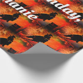 激しいバレルの競争のロデオの誕生日 ラッピングペーパー (角)