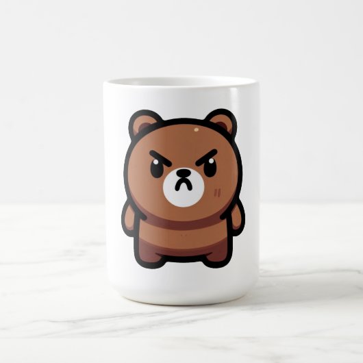 激しいブラウンベアアート コーヒーマグカップ (中央)