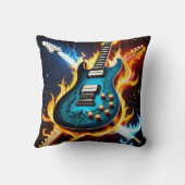 激しいミュージカル爆発の中のエレキギター クッション (裏面)