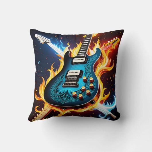 激しいミュージカル爆発の中のエレキギター クッション (裏面)