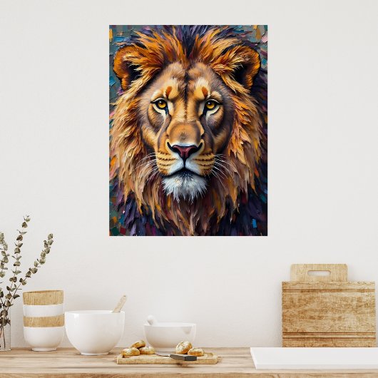 激しいライオンのクローズアップ ポスター (キッチン)