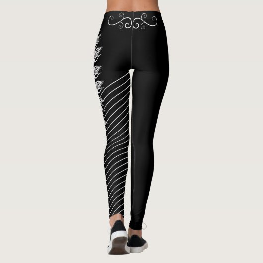 激しいレオ黒で隔離されるライオンのLeggins レギンス (裏面)