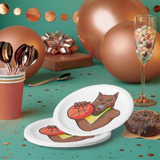 激しいワイルドキャットバスケットボールマスコット ペーパープレート