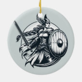 激しいヴァルキリー戦士 – 北欧神話ラインアート セラミックオーナメント (裏面)