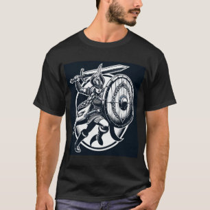 激しいヴァルキリー戦士 – 北欧神話ラインアート Tシャツ