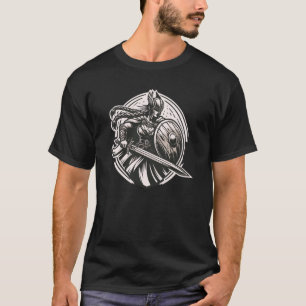 激しいヴァルキリー戦士 – 北欧神話ラインアート Tシャツ