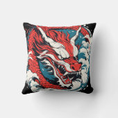 激しい中国のまたは日本のドラゴン クッション (裏面)