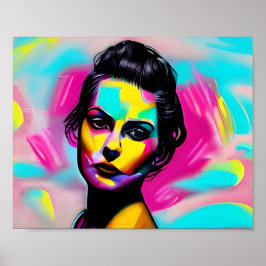 激しい女性グラフィティアートカラフルAIが生成 ポスター