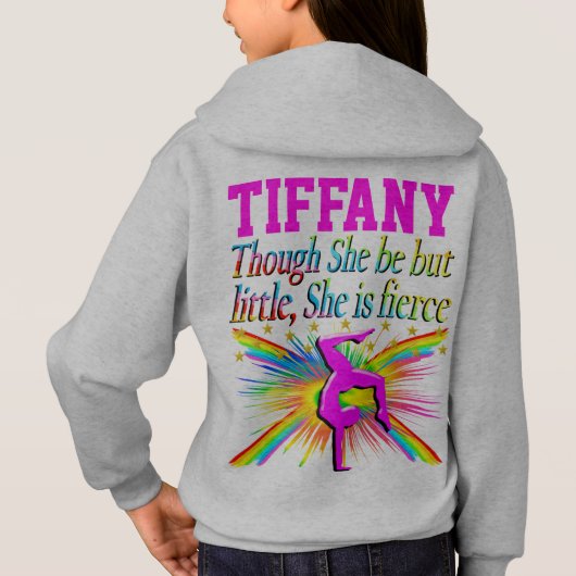 激しい小型体操パーソナライズされたフード付きスウェットシャツ (裏面)