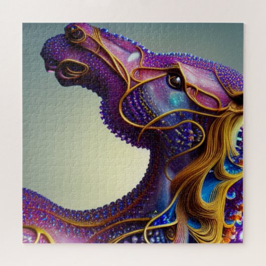 激しい崩壊の宝石の馬の頭の強烈な抽象芸術 ジグソーパズル (横)