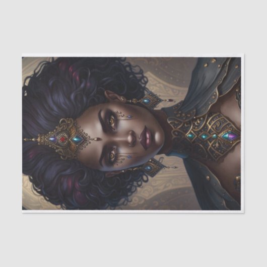 激しい戦士クイーンアフリカ系アメリカ人デコパージュ 薄葉紙 (正面)