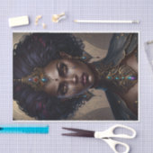 激しい戦士クイーンアフリカ系アメリカ人デコパージュ 薄葉紙 (クラフト)