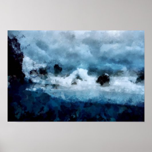 激しい海の打ち砕き |横長 ポスター (正面)