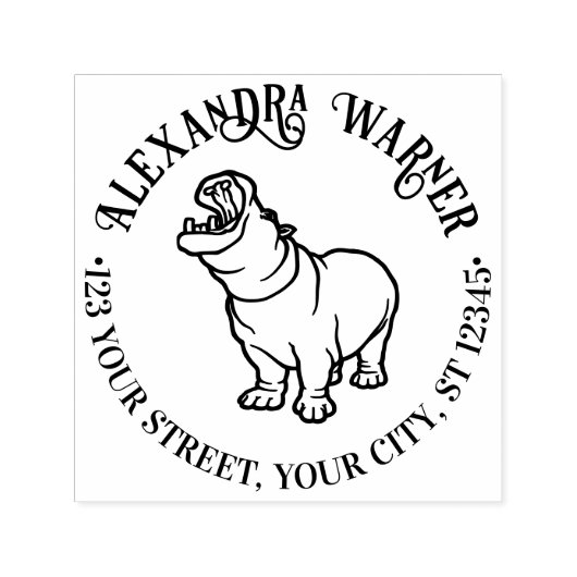 激しい海馬#2ラインアート名リターンアドレス セルフインキングスタンプ (デザイン)