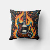 激しい炎の中でギターが燃え上がる クッション (裏面)