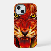 激しい炎の咆哮トラアート iPhone 15ケース (裏面)