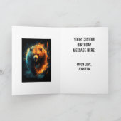 激しい炎の熊のハッピーバースデー名 カード (内部)