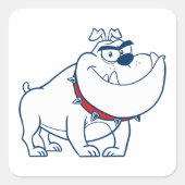 激しい犬の四角いステッカー スクエアシール (正面)
