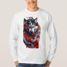 激しい狼と赤龍Tシャツ