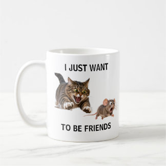 激しい猫がパニックのネズミを追う コーヒーマグカップ