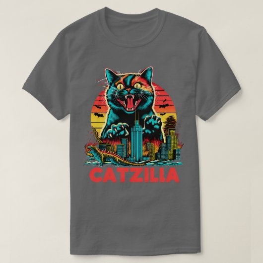 激しい猫の大領主キャッツィラ Tシャツ (デザイン正面)