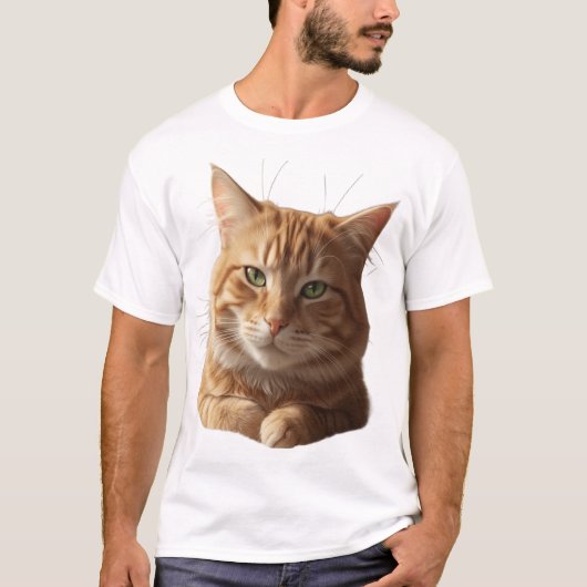 激しい猫の顔Tシャツ - 大胆で遊び心のあるデザイン Tシャツ (正面)