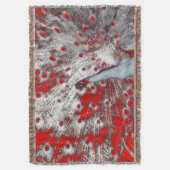 激しい白い赤い孔雀 スローブランケット (正面縦)