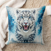 激しい白ヒョウ クッション (ブランケット)