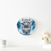 激しい白ヒョウ ラウンド壁時計 (ホーム)