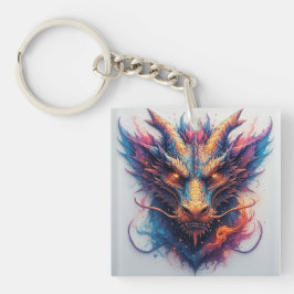 激しい目をしたドラゴンの頭 キーホルダー