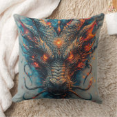 激しい目をしたドラゴンの頭 クッション (ブランケット)