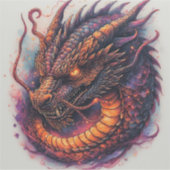 激しい目をしたドラゴンの頭 シール (正面)