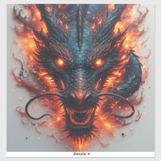 激しい目をしたドラゴンの頭 シール (シート)