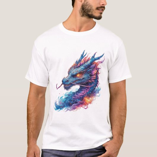 激しい目をしたドラゴンの頭 Tシャツ (正面)