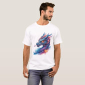 激しい目をしたドラゴンの頭 Tシャツ (正面フル)