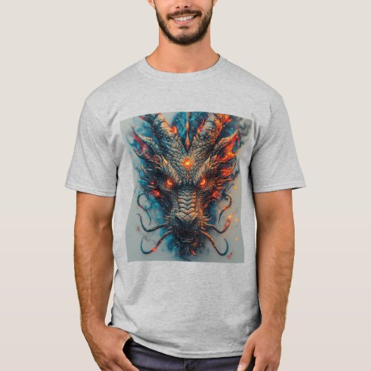 激しい目をしたドラゴンの頭 Tシャツ (正面)