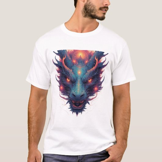 激しい目をしたドラゴンの頭 Tシャツ (正面)
