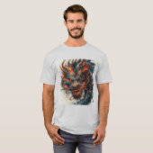 激しい目をしたドラゴンの頭 Tシャツ (正面フル)