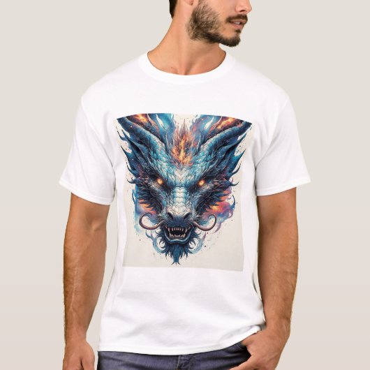 激しい目をしたドラゴンの頭 Tシャツ (正面)
