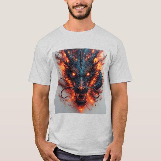 激しい目をしたドラゴンの頭 Tシャツ (正面)