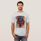 激しい目をしたドラゴンの頭 Tシャツ (正面フル)