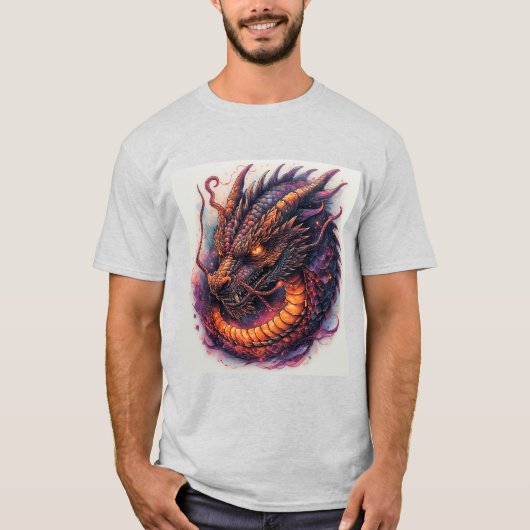 激しい目をしたドラゴンの頭 Tシャツ (正面)