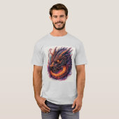 激しい目をしたドラゴンの頭 Tシャツ (正面フル)