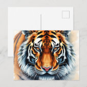 激しい目を持つ水色の虎ポートレート ポストカード (正面/裏面)