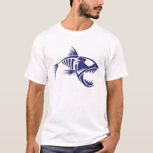 激しい種族の魚の骨組Tシャツ Tシャツ