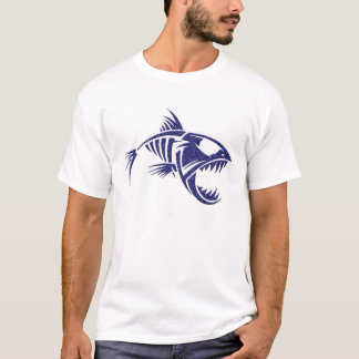 激しい種族の魚の骨組Tシャツ Tシャツ