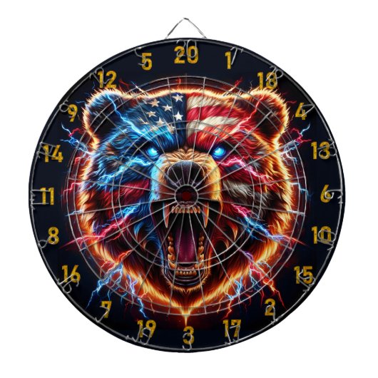 激しい稲妻クマと激しい強さ ダーツボード (正面)