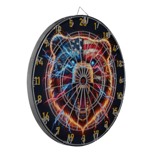 激しい稲妻クマと激しい強さ ダーツボード (正面左)